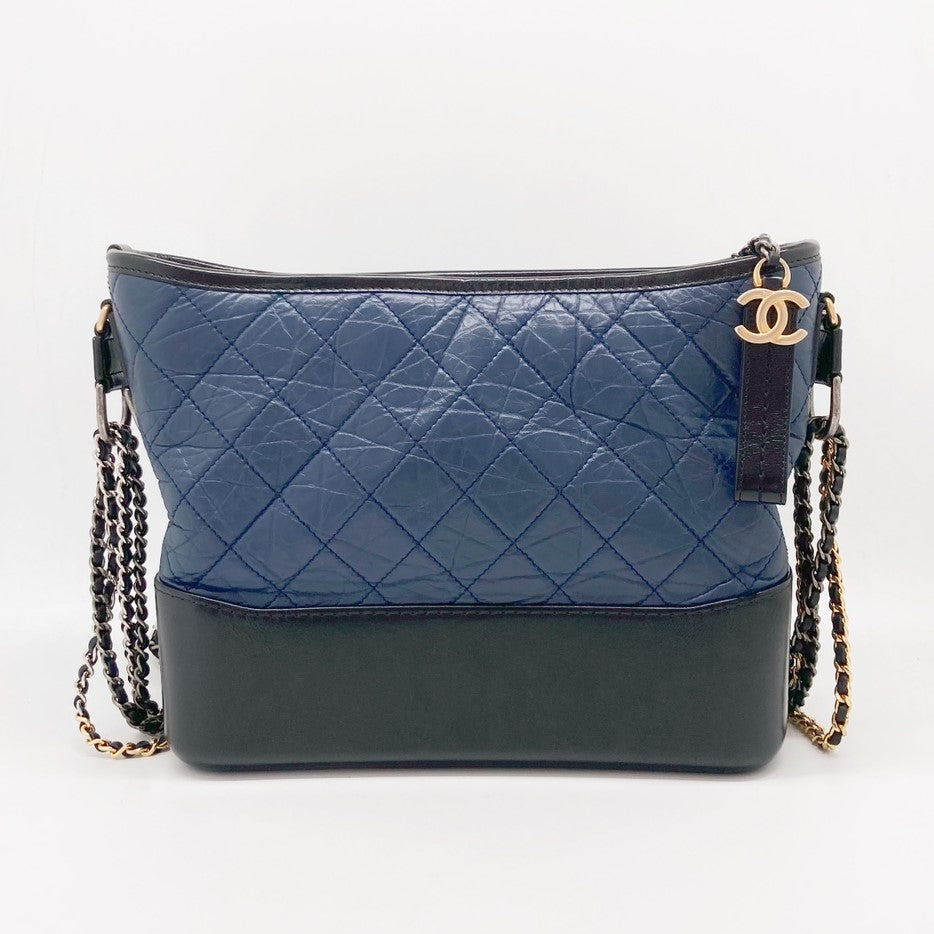 Chanel Black & Blue Quilted Aged Calfskin Large Gabrielle Hobo, myGemma, IT