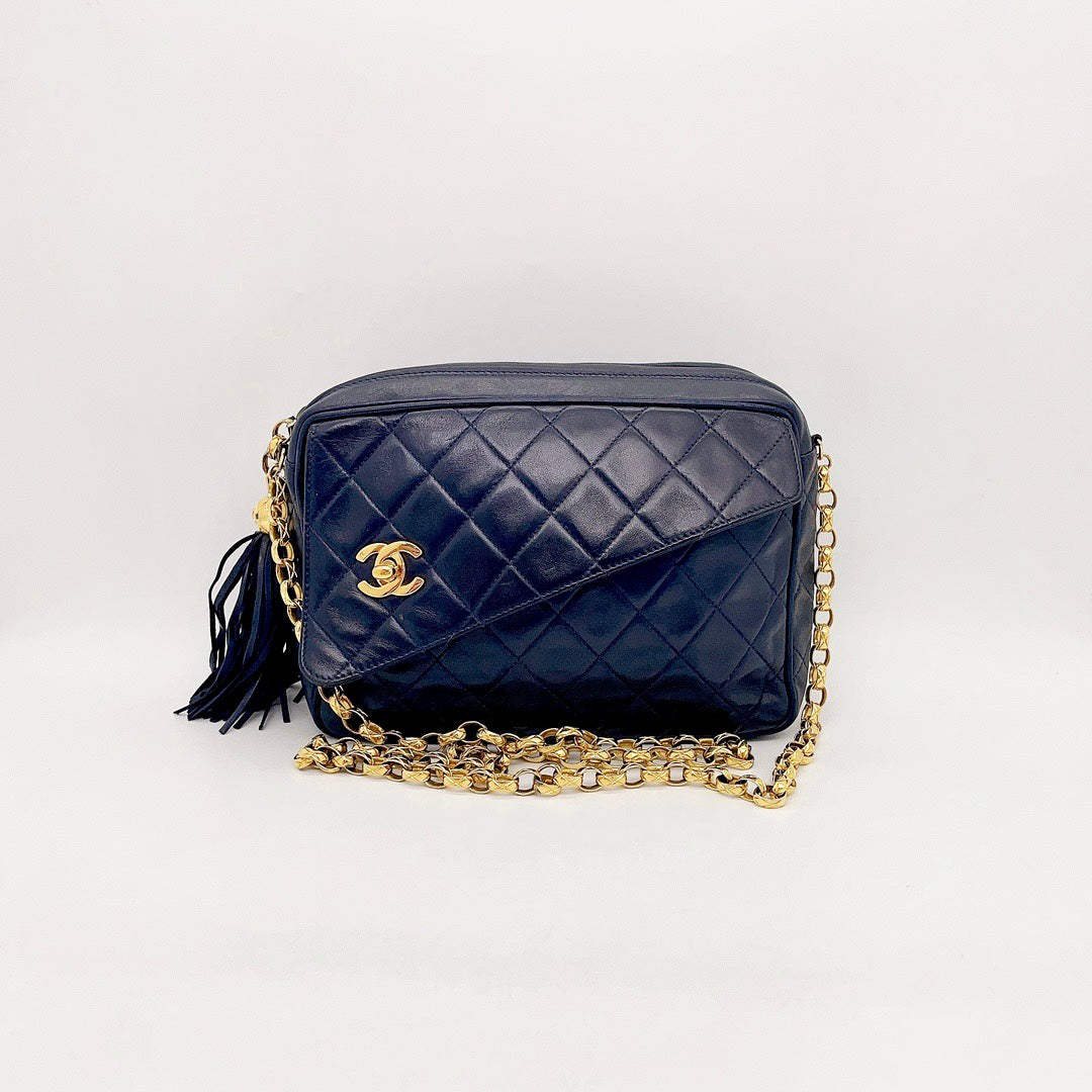 Vintage Chanel Navy Blue Camera Bag