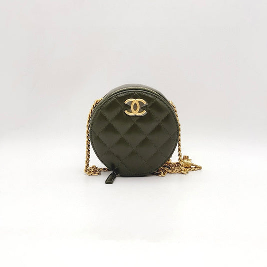 Preloved Chanel Round Clutch with Chain and Pillow Crush