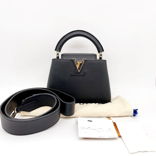 Preloved Louis Vuitton LV Black n Gold Capucines Mini