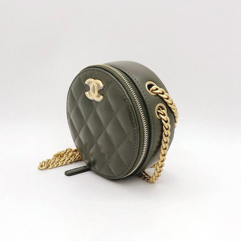 Preloved Chanel Round Clutch with Chain and Pillow Crush