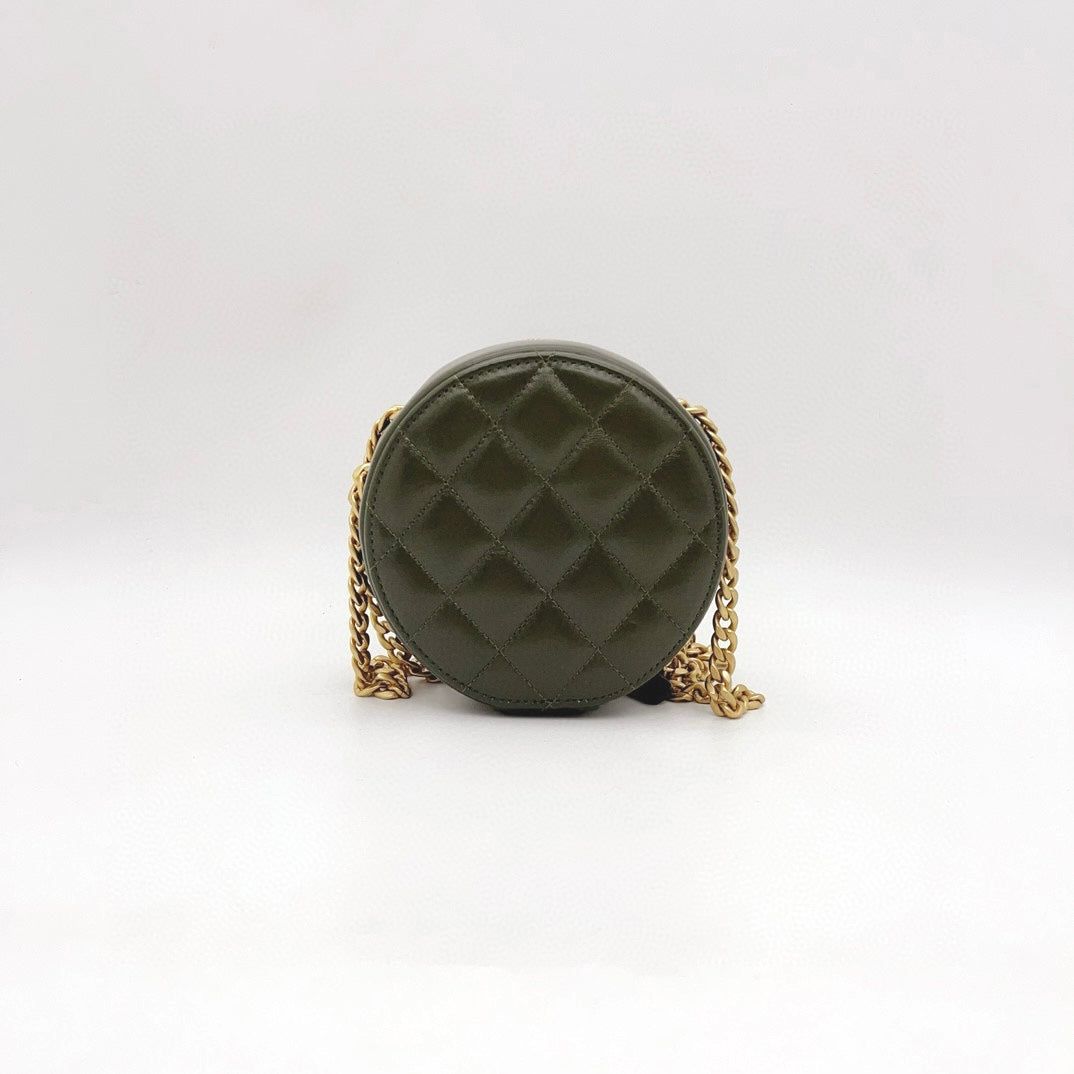 Preloved Chanel Round Clutch with Chain and Pillow Crush