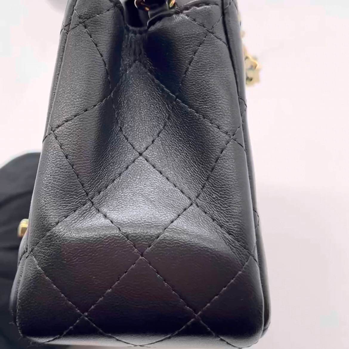 Preloved Chanel Black n Gold Classic Flap Mini Square