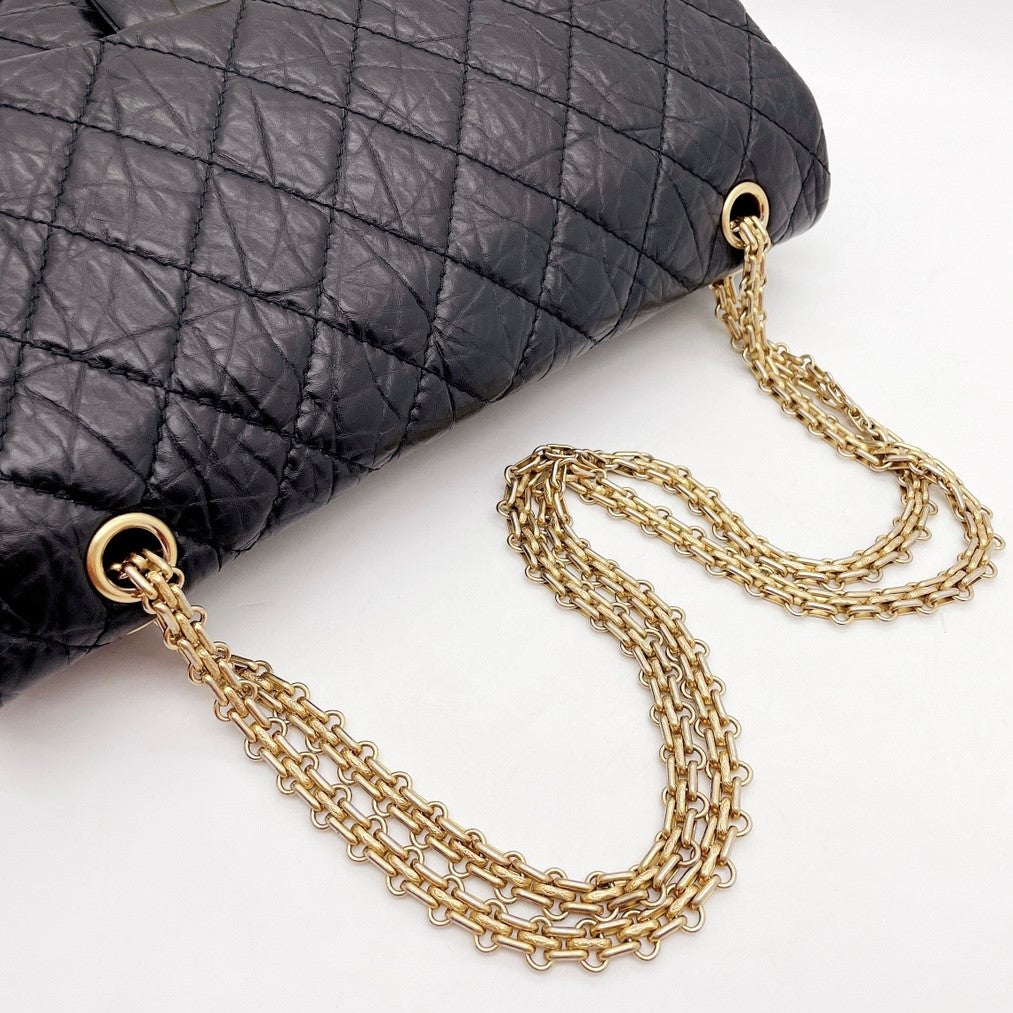 Preloved Chanel Black n Gold 2.55 Reissue Maxi (227)