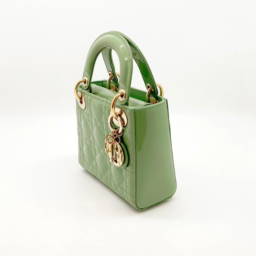 Original CHRISTIAN DIOR "Lady Dior" Green Mini Ladies Bag with  Strap "TC6002104"