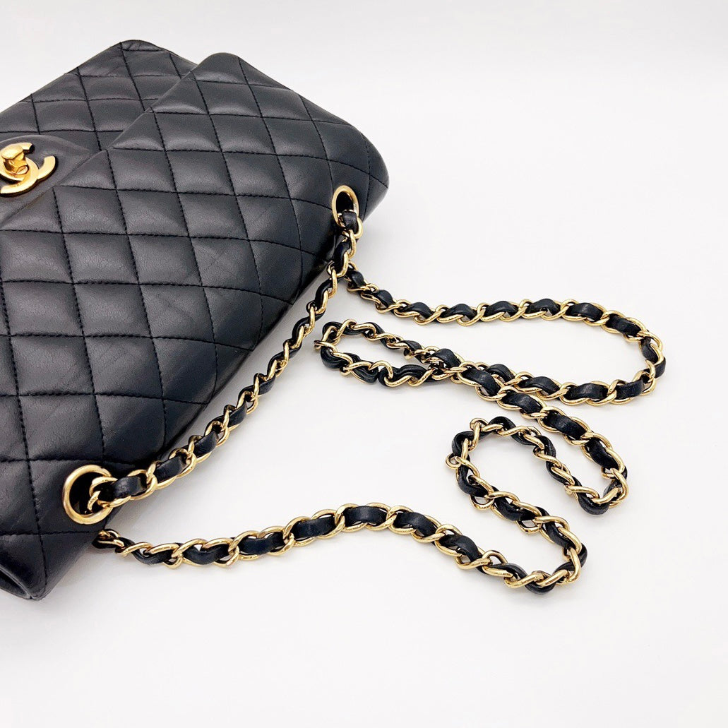 Preloved Chanel Black n Gold Classic Flap Medium