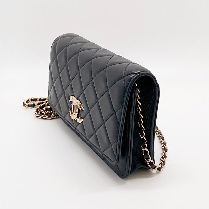 Chanel Black n Gold 2.55 Wallet On Chain (WOC) – allprelovedonly