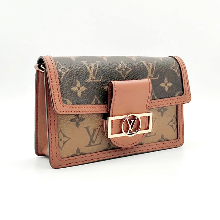Louis Vuitton Dauphine Chain Wallet Monogram Reverse Brown in