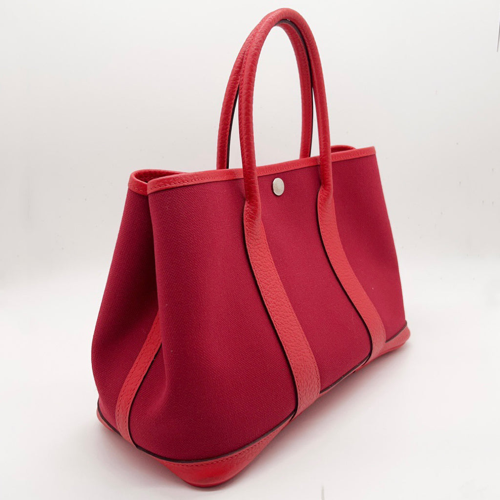 Hermes Rouge Tomate Canvas and Leather Garden Party 36 Tote Bag w