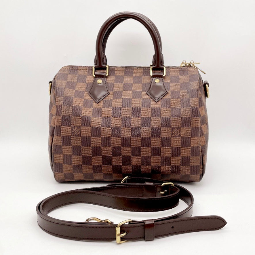 Louis Vuitton Speedy 25 imprinted leather shoulder strap Prune ref.545865 -  Joli Closet